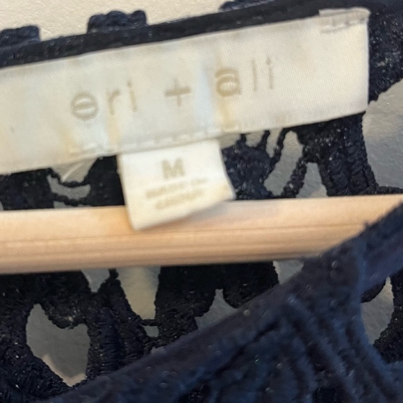 Anthropologie Eri + Eli Navy Eyelet Lace Dress Short Sleeve A-Line Size Med - Picture 11 of 12